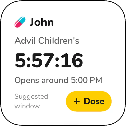 Next-dose window widget, small